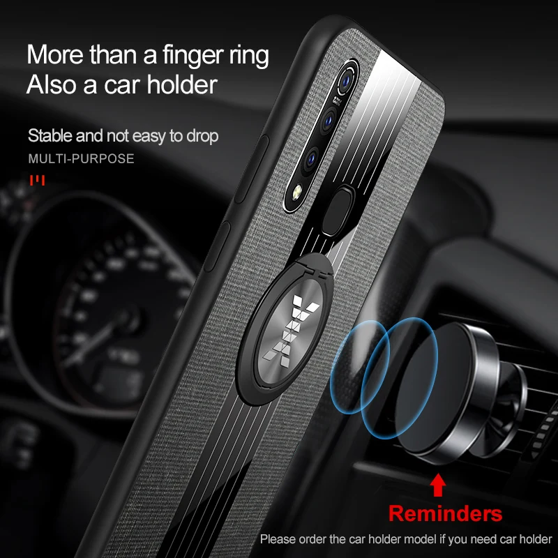 

Newest Cloth Cases for Vivo Y95 Z5X Y3 S1 Pro X27 Pro iQOO V11i Case Cover with Finger Ring Holder Car Magnetic Stand Bracket