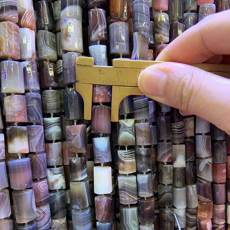 Natural Faceted Brown Botswana Agates Stone Beads Column Barrel Spacer DIY Loose Beads For Jewelry Making Beads 15‘’ Accessories