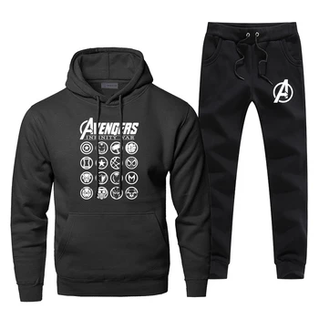

Fashion Marvel Hoodie Infinity War Avengers Logo Print Hoodies Pants Sets Sweatshirt Men Fleece Sportswear Harajuku Streetwear