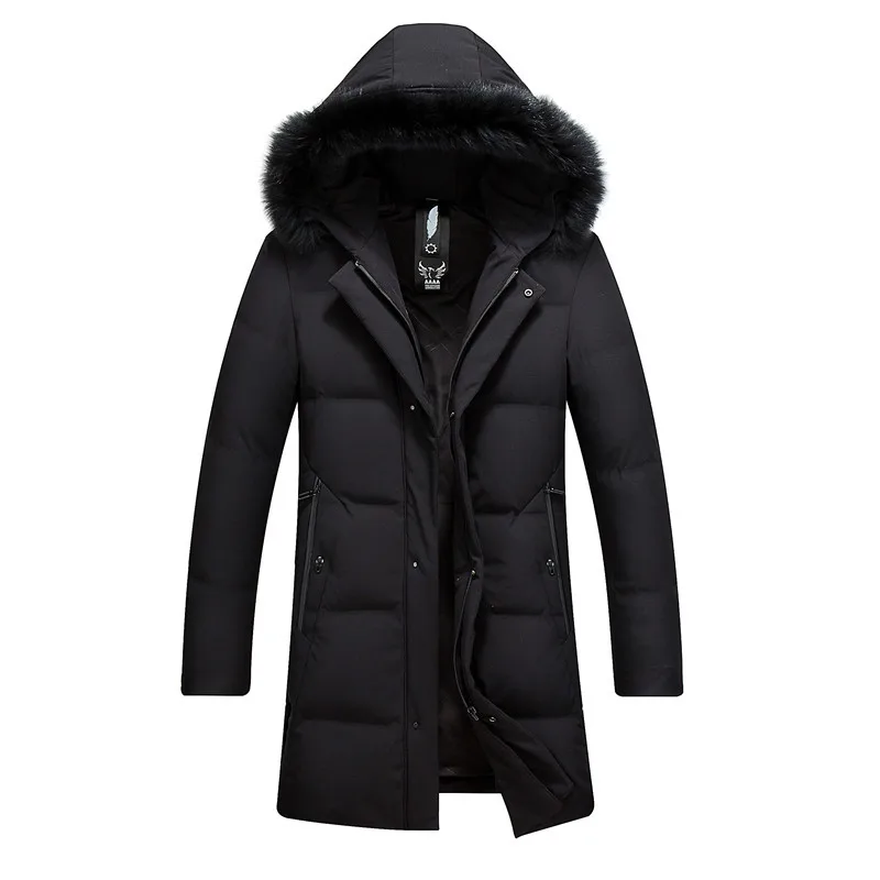Зимняя мужская куртка, длинное пальто, куртка на утином пуху, мужская одежда, толстая Мужская куртка и пальто с капюшоном и меховым воротником ZL8918 KJ868
