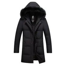 Зимняя мужская куртка, длинное пальто, куртка на утином пуху, мужская одежда, толстая Мужская куртка и пальто с капюшоном и меховым воротником ZL8918 KJ868
