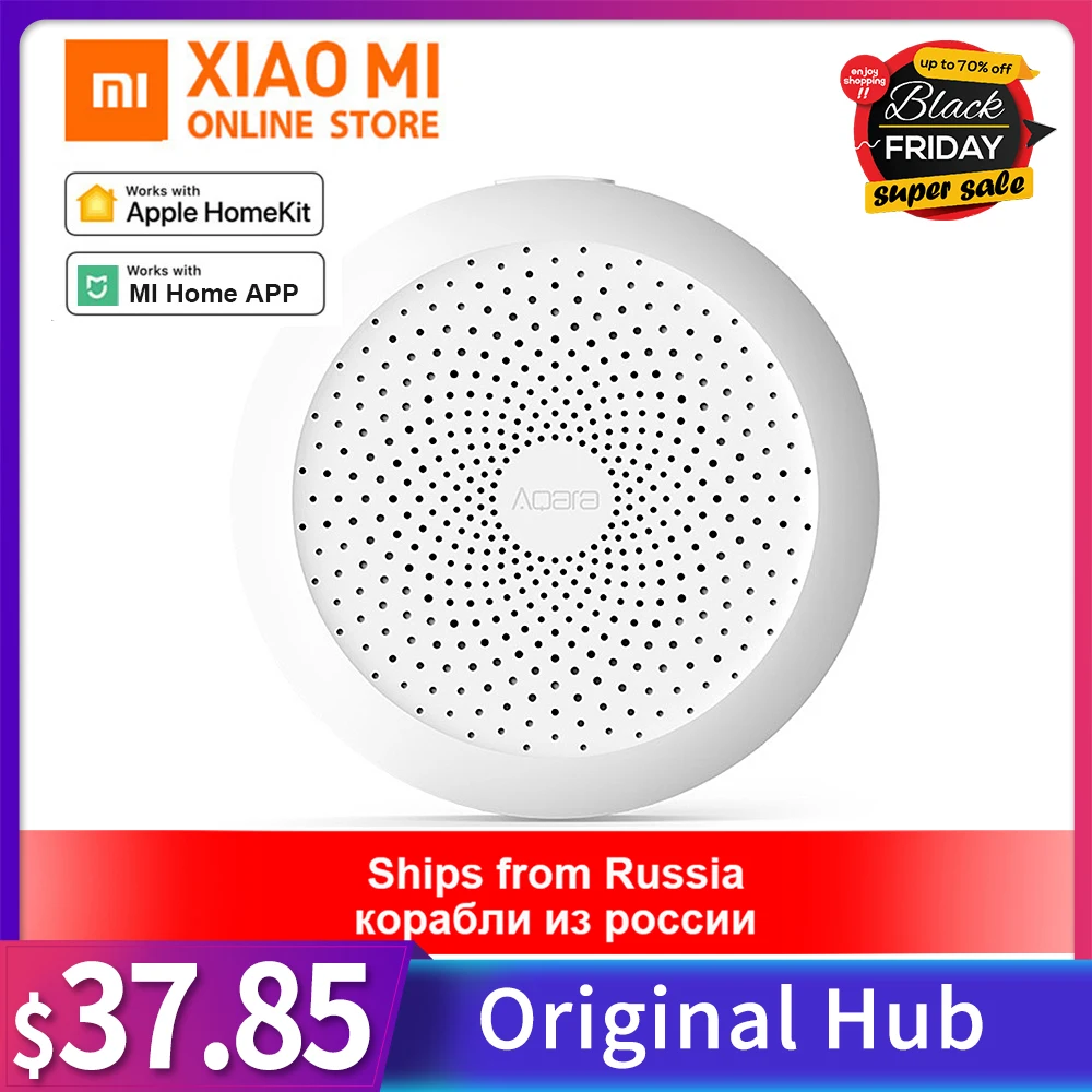 

Xiaomi Aqara 100% Original Hub Mi Gateway with RGB Led night light Smart work with For Apple Homekit International Edition