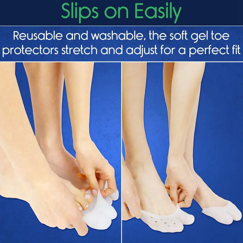 

Silicone Toe Cap Protector by (2 Pairs)Silicone Toe Cover and Sleeve Big Toe Protection Silicone Bandage for Ball of Foot, Metat