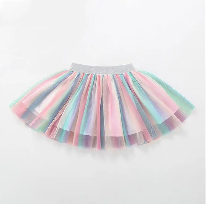 rainbow Flofallzique/юбка для маленьких девочек с радужным градиентом; Милая одежда принцессы для маленьких детей; вечерние, свадебные, уличные, пляжные, для отдыха - Цвет: rainbow
