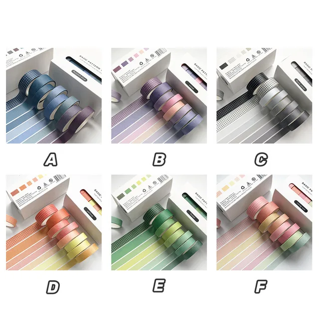 Cinta adhesiva Washi de decoración de estilo básico, suministros escolares de papelería, de Color puro, 8 piezas