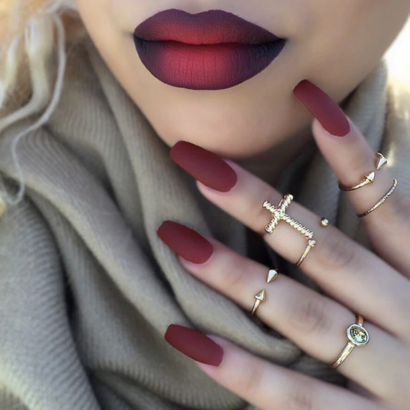 24pcs Set Coffin Fake Nails Ballet European Style False Nails Pink Blue Black Full Artificial Nail Tips With Glue Gethealthydeals