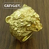 Punk 316L Stainless Steel Bear Animal Ring For Man Silver color Golden Brown Bear Head Ring Jewelry 4