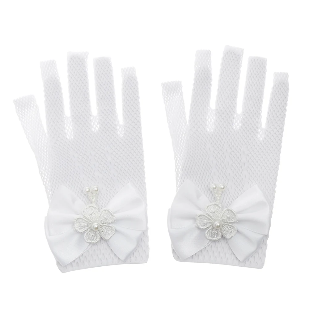 Новинка 1 пара Модные женские сексуальные красивые сетчатые вечерние эластичные короткие кружевные длинные перчатки для выпускного вечера - Цвет: White 1