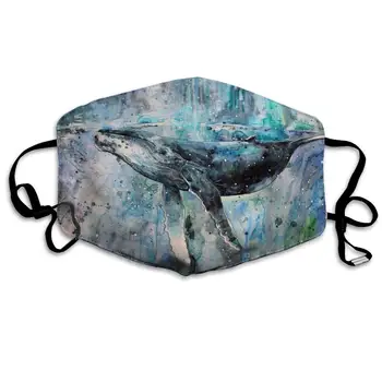 

NiYoung Unisex Breathable Watercolor Whale Kraken Art Mouth Mask, Adjustable Earloop Anti Dust Pollution Face Mask for Running