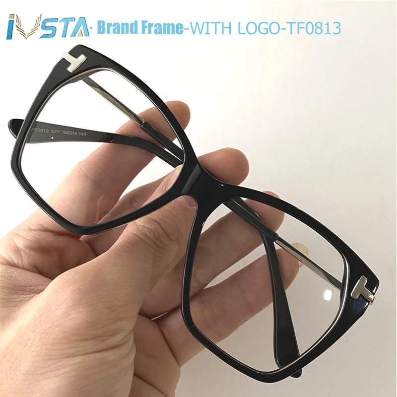 

IVSTA TF0813 with Logo Top Quality Oversized Glasses Women Acetate Luxury Brand Designer with Box Prescription Glasses Vintage