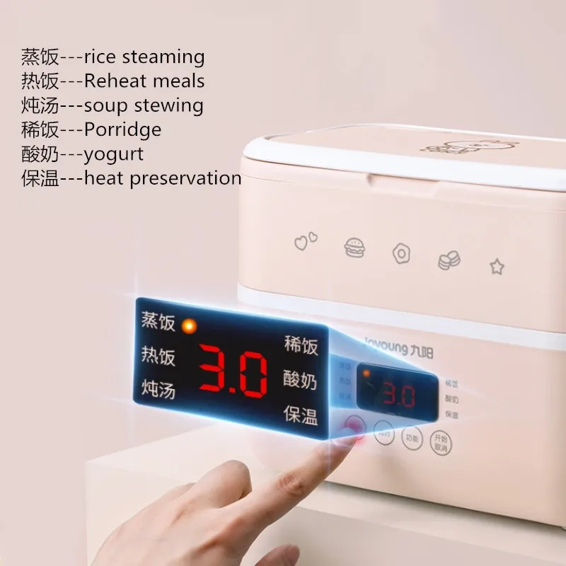 220V 2 Layers Portable Electric Heating Rice Cooker Household Mini 1.5L Electric Multi Cooker Rice Cooker For Travel Office 3