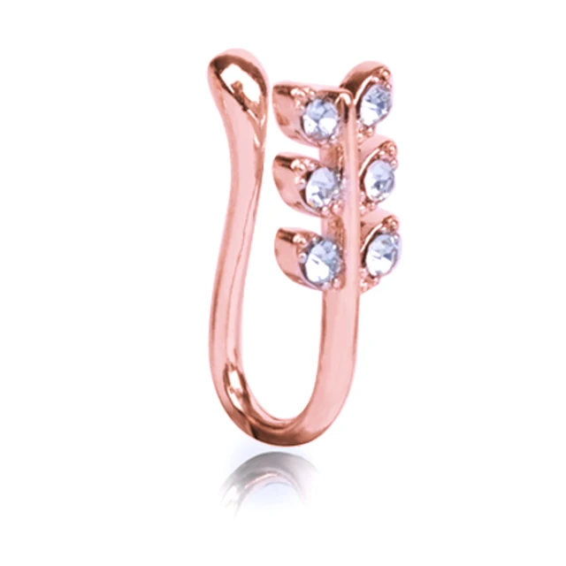 Fake Nose Piercing Ring Nose Cuff And Stud Jewelry Cooper Curve Shape Nose Clip Non Piercing Nose Ring Clip Ear Clip 4-rosegold