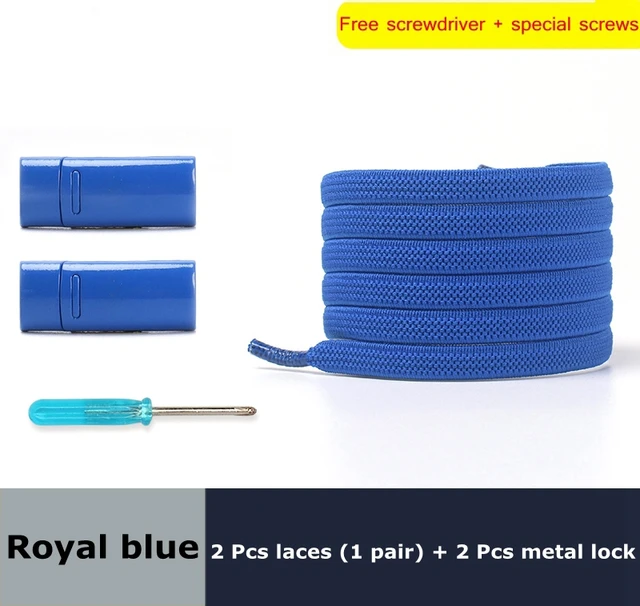Magnetic lock Elastic Shoelaces Flat Of Sneakers No tie Shoe Laces Metal locking Easy to put on and take off Lazy Shoelace Royal blue