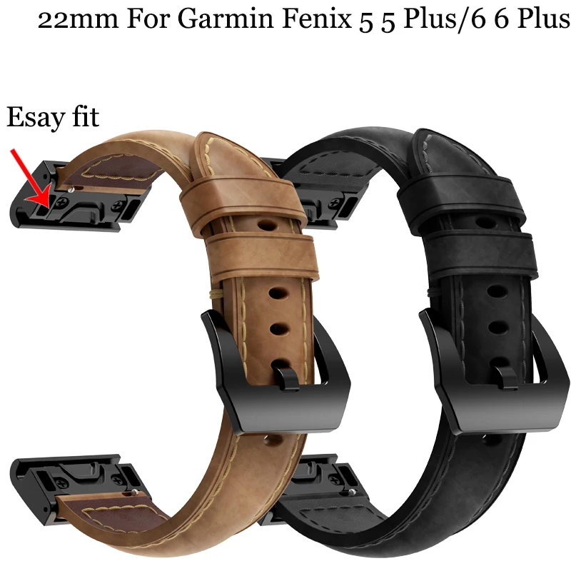

Ремешок для спортивных часов, из натуральной кожи, 22 мм, для Garmin Fenix 5, 5plus, 6, 6plus