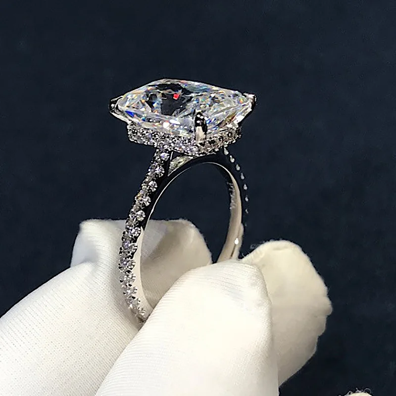 4ct Simulated Diamond cz ring 925 Sterling Silver Engagement Wedding Band Rings for women Party Jewelry silver rings silver ring wedding rings