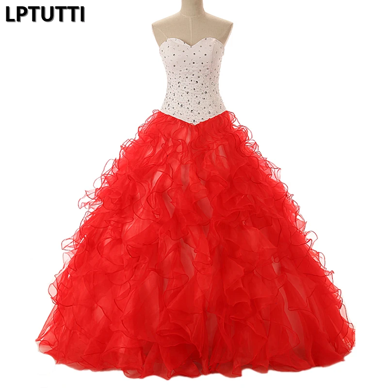 LPTUTTI Кристалл бисером Дебютант великолепный пушистый длинное бальное платье Вечерние милые 15 лет пышные платья