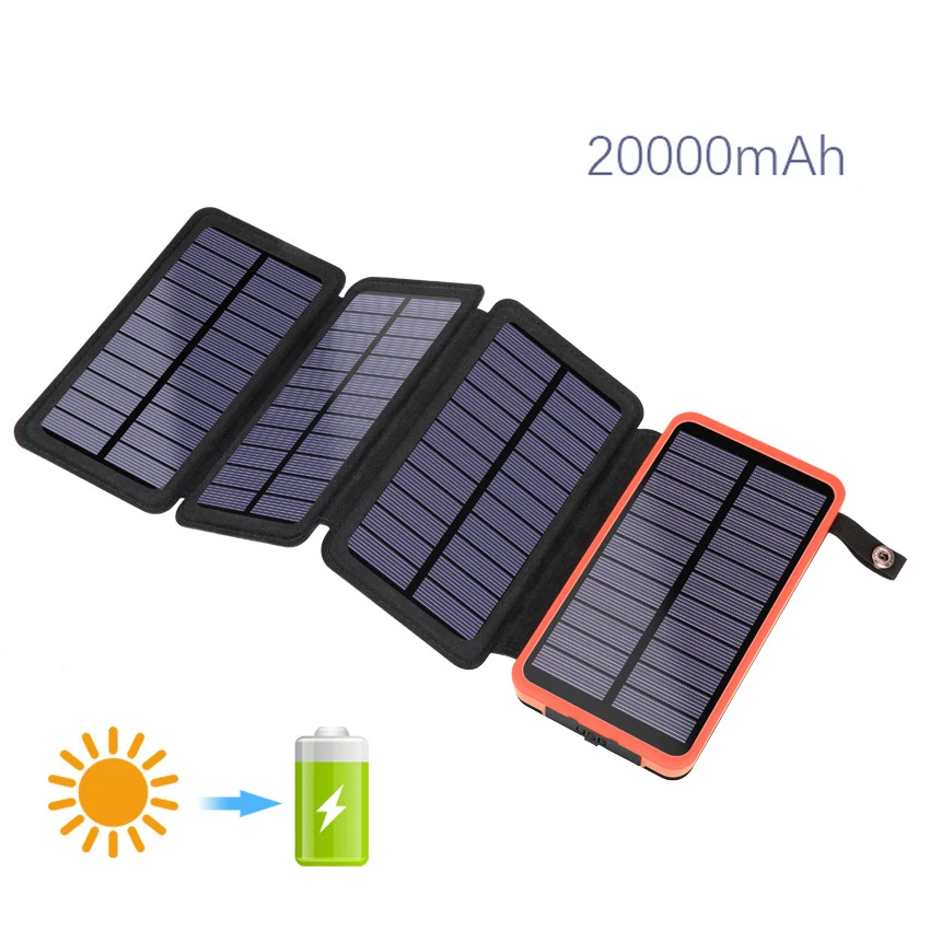 Soar Power Bank 20000mAh Foldable 2/3/4 Solar Panel Powerbank with Flashlight Travel Dual USB Mobile Poverbank Portable Charger - ANKUX Tech Co., Ltd
