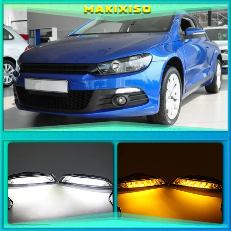 

For VW Scirocco 2008-2013 Car Front LED side marker Lamp Amber Turn Signal Lights and White DRL Daytime Running Lights