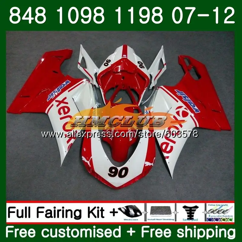 848S для поездок на мотоцикле DUCATI 848R 1098R 848 1098 1198 S 07 08 09 11 12 красный, белый 39CL. 37 1098S 1198 S 2007 2008 2009 2010 2011 2012 обтекатель - Цвет: No. 1