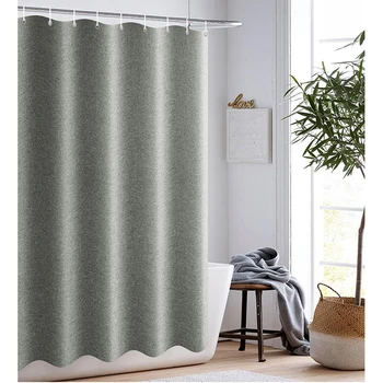 

Shower Curtain Grey Linen Bathroom Bathtub Waterproof Block Thicken Hand Made No Punching Mildew Proof