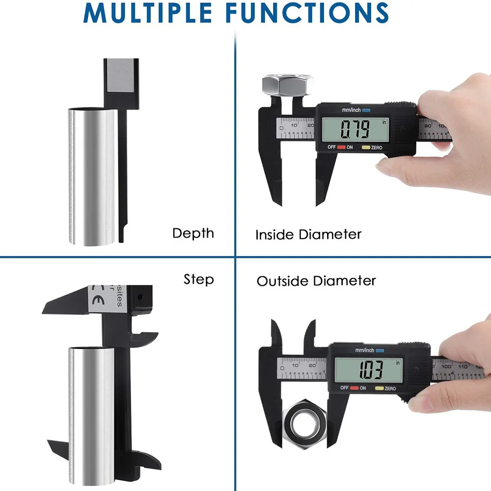 Измерительный Инструмент 0-150 мм 6 дюймов пластиковый ЖК цифровой электронный цифровой дисплей Пластиковый штангенциркуль из углеродного волокна