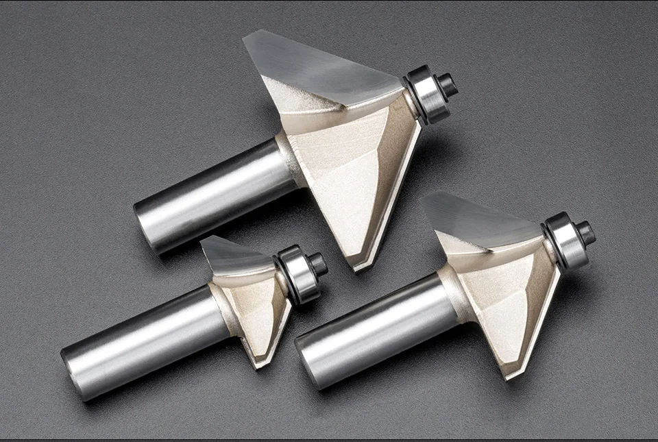 LIDIAO 1 шт. 1/2 ''деревообрабатывающий фреза 45 ° фаска бит с подшипником конической фрезы для дерева Концевая фреза для обрезки машины
