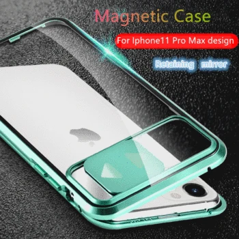 

360 Metal Magnetic Phone Case For Iphone 11 Pro Max full protector Double Side tempered Glass for Iphone X XR 8 7 6S Plus Cover
