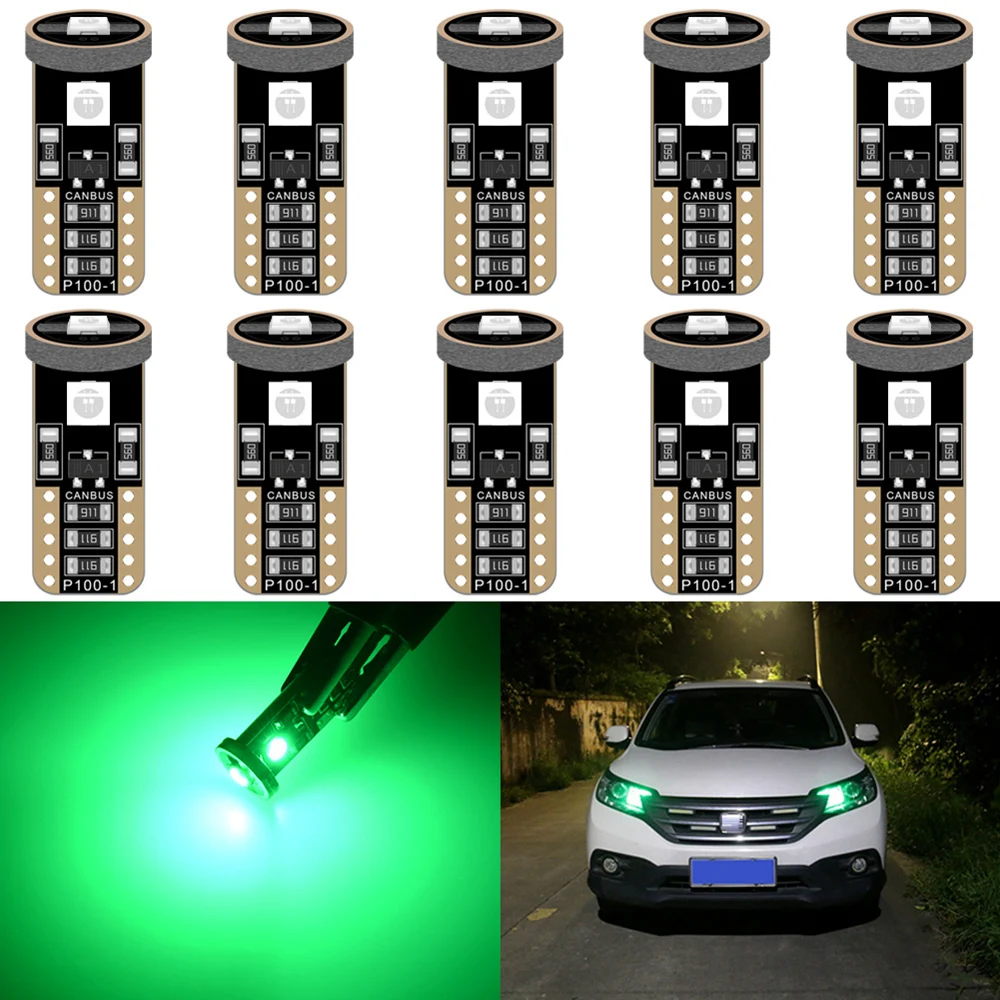 10 шт. W5W T10 светодиодный светильник для Kia Rio 2 3 Mazda Toyota peugeot 206, лампа для чтения номерного знака - Испускаемый цвет: Зеленый