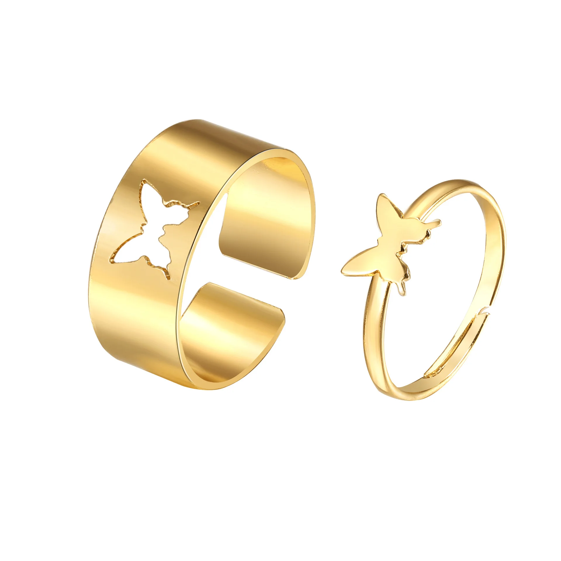 2021 Harajuku Gothic Vintage Hollow Butterfly Rings For Women Adjustable Rings Wedding Party Statement Jewelry 