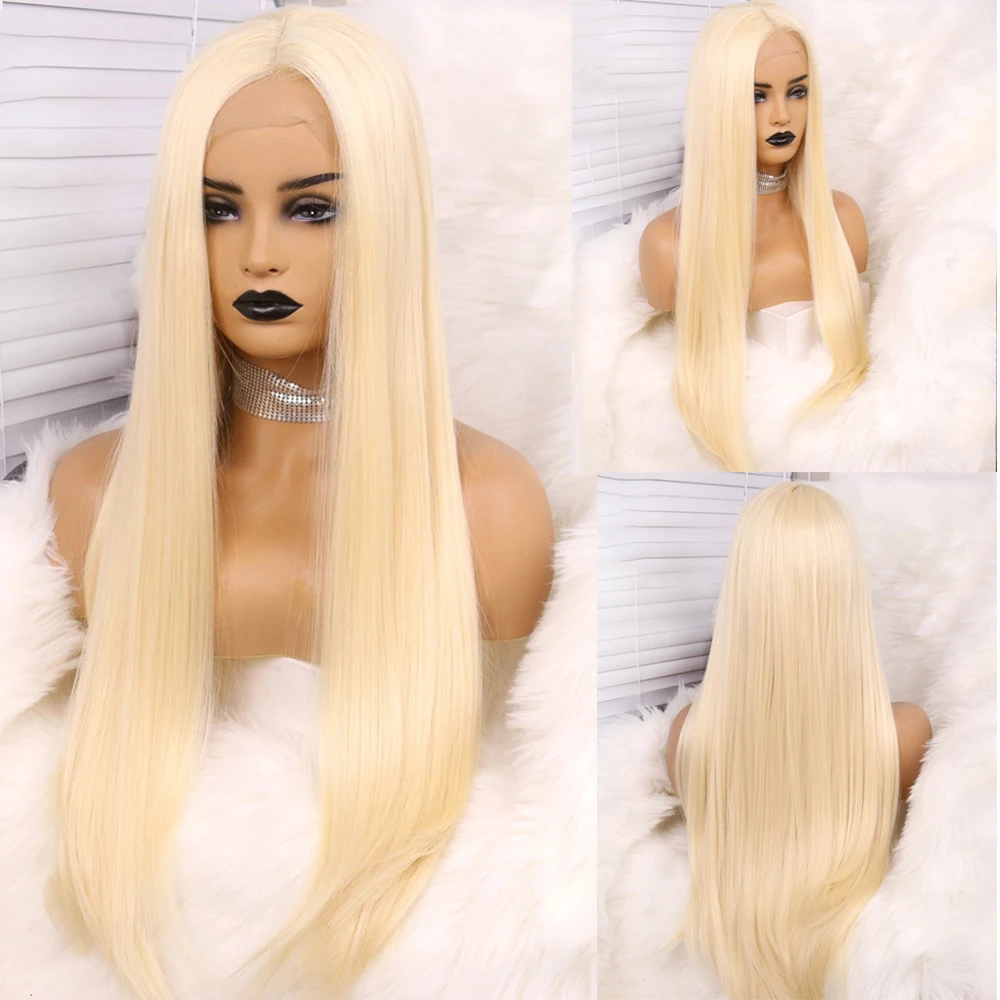 EEWIGS Glueless 13x6 парик фронта шнурка коричневый цвет прямой синтетический парик фронта шнурка блонд Ombre Оранжевый Парики высокая температура волос