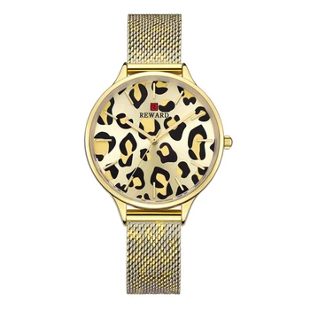 

Women Leopard Dial Watch Mesh Band Quartz Pointer Wristwatch