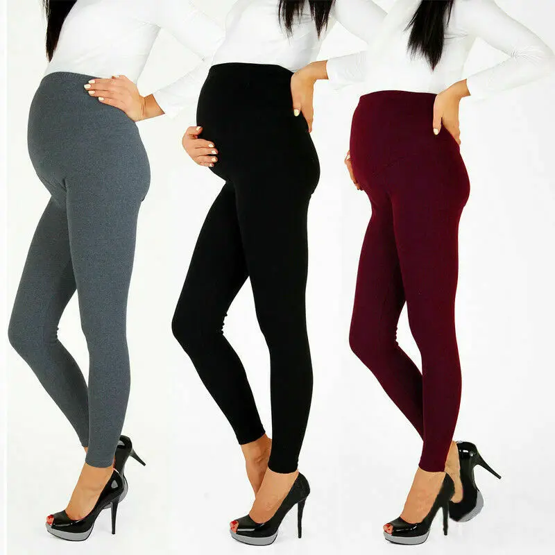 Leggings de maternidad embarazo pantalones sólido alto cintura pantalones de mujer embarazada caliente elástico Leggings térmicos de algodón elástico Pantalones