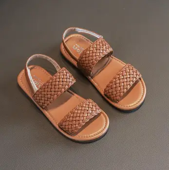 

Girls Sandals Summer Fashion Woven Cut-outs Solid Color Princess Shoes Kids Sandals for Girls Baby Shoes Size 21-36