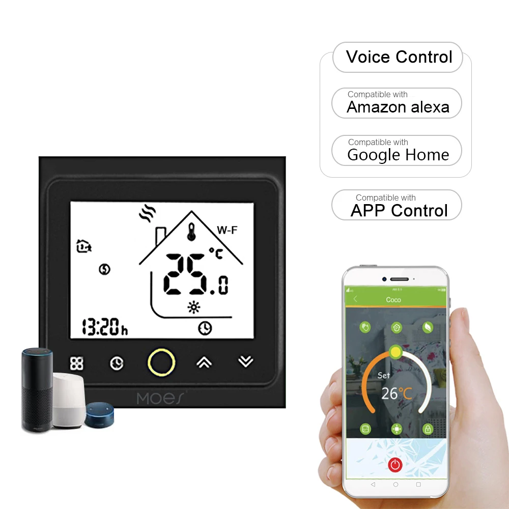 WiFi Smart Thermostat Temperature Controller APP Control for Home Floor Heating Water Compatible with Alexa / Google /Electric