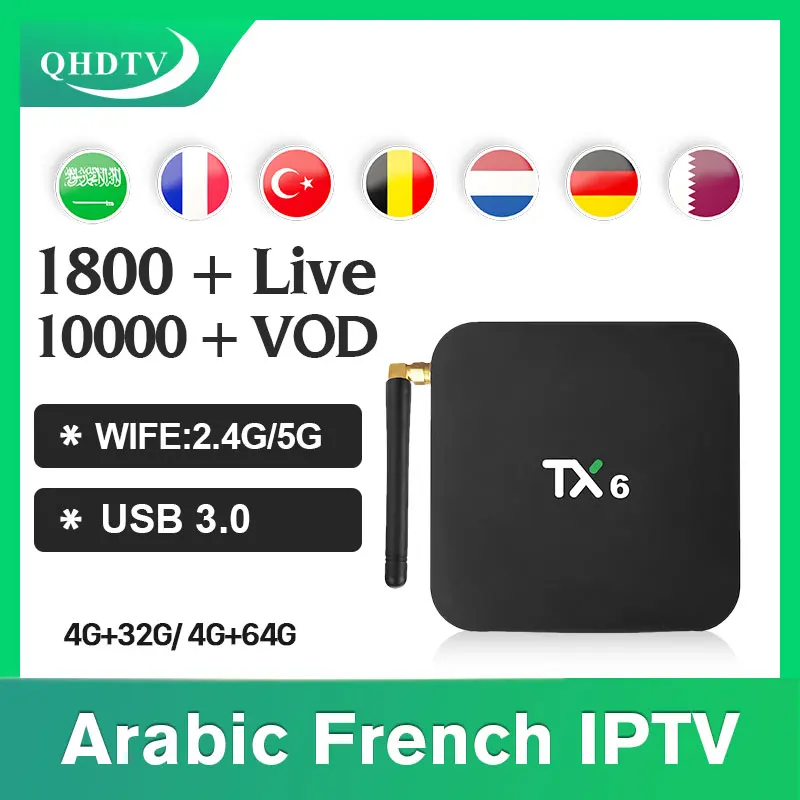 Android 9,0 TX6 IP tv Арабский Франция QHD tv IP tv box BT 5,0 5G wifi Бельгия IP tv подписка Нидерланды французский Испания tv box