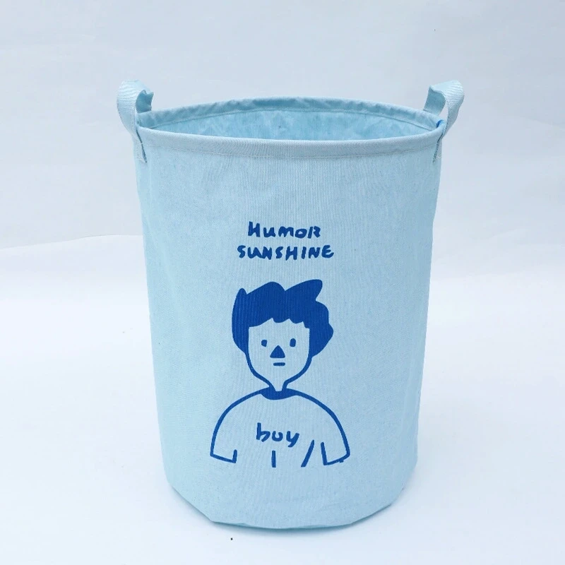 Cute Canvas Fabric Foldable Laundry Basket Toy Clothes Collapsible Cubes Storage Bin Waterproof Laundry Hamper - Цвет: ZA8104BB (1pc)