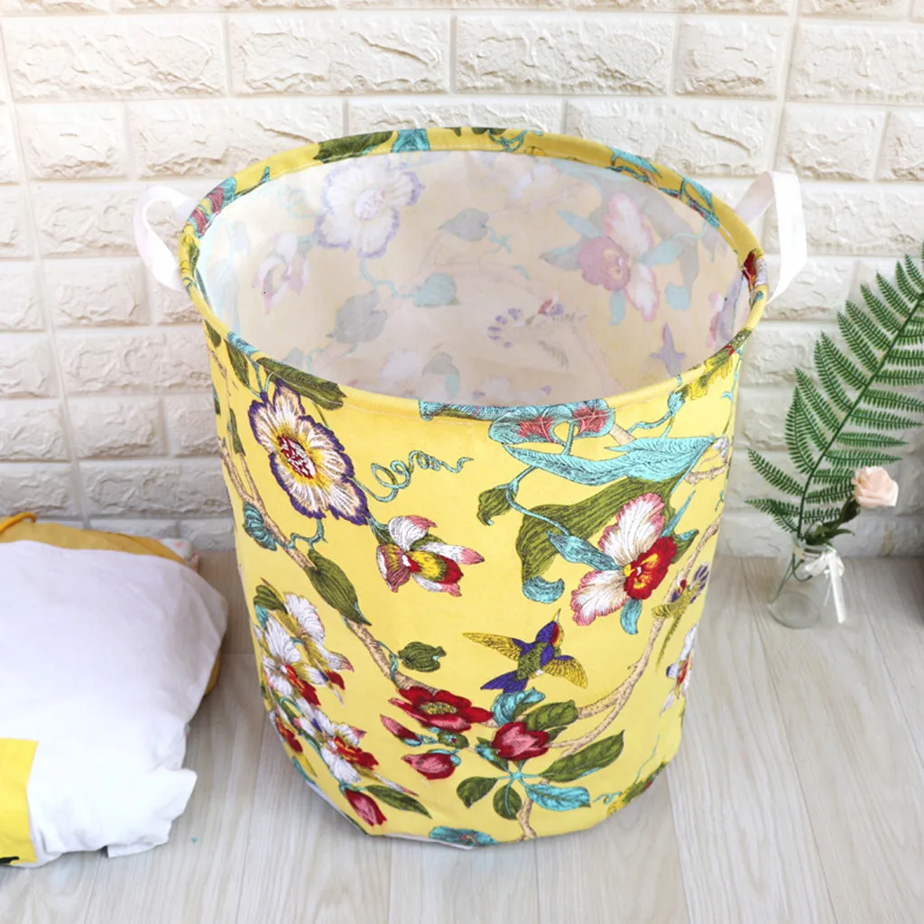 Foldable Laundry Basket Barrel Creative Kids Toys Organizer Canvas Storage Sundries Toy Folding Box Cotton Linen Waterproof