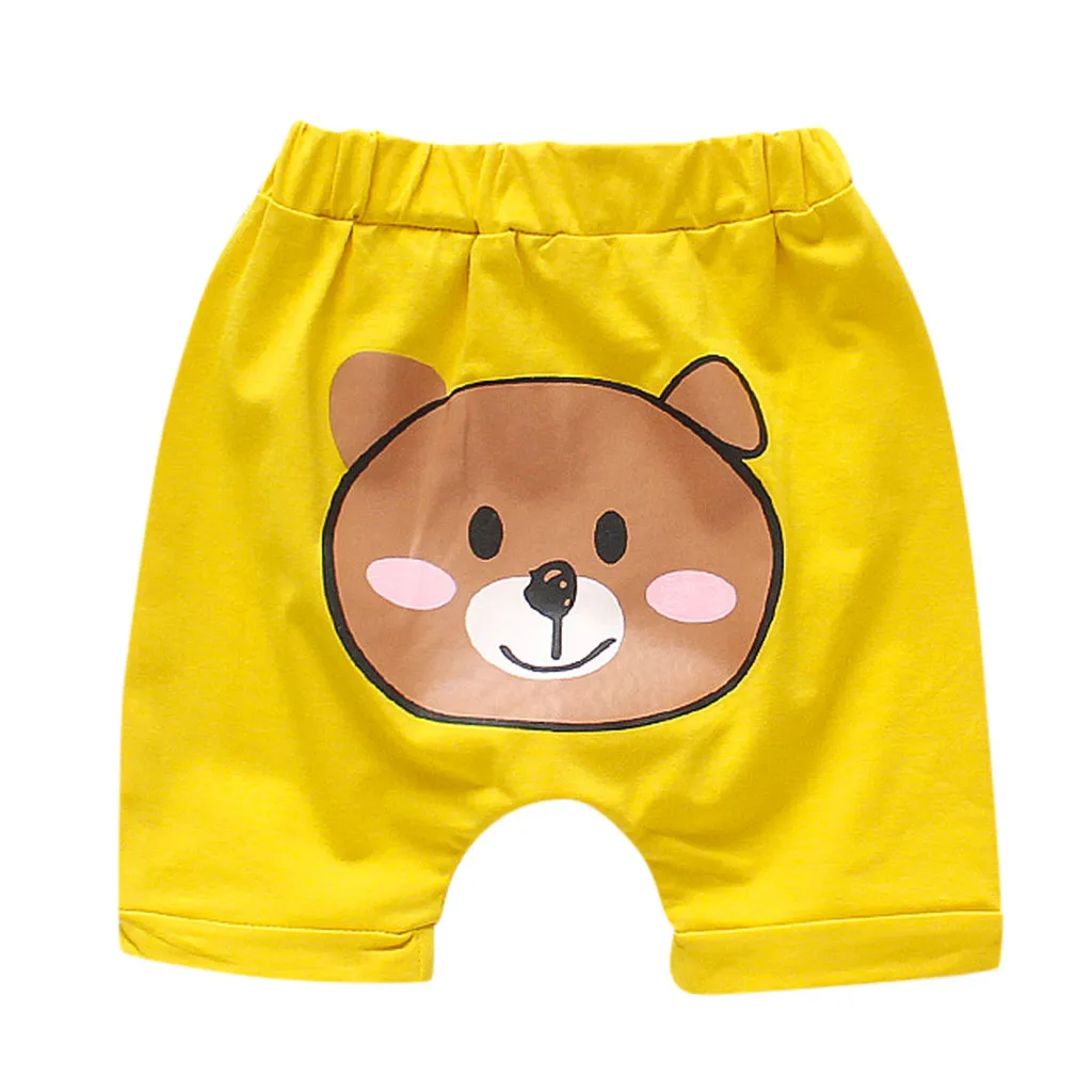 Yellow Новые модные повседневные эластичные шорты для маленьких мальчиков и девочек, принты животных из мультфильмов летняя детская одежда HOOLER - Цвет: Yellow
