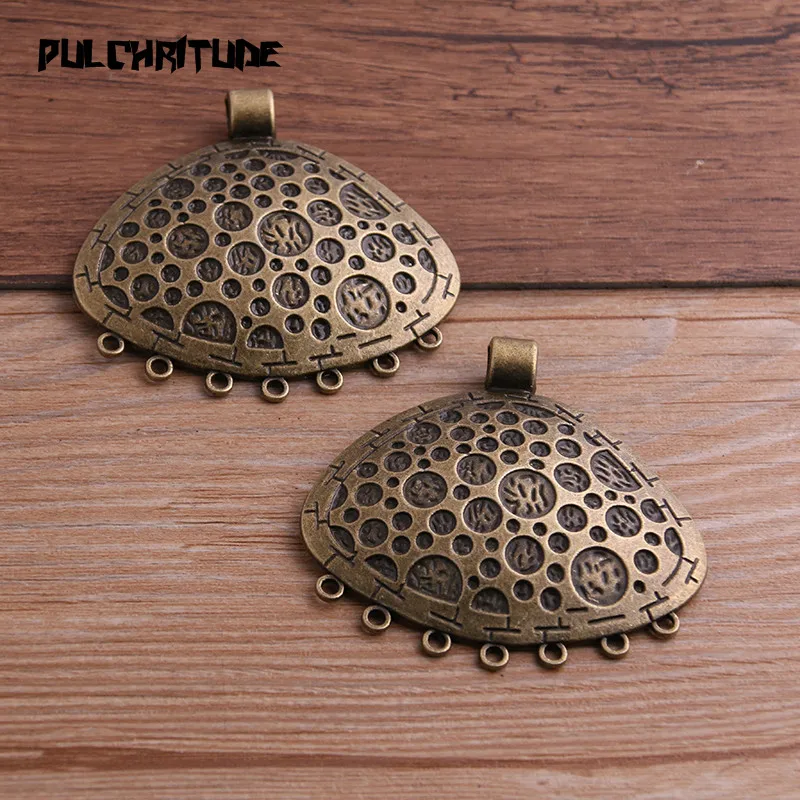 PULCHRITUDE, 1 шт., 55*57 мм, два цвета, цинковый сплав, винтажные большие соединители в виде ракушек, подвески, изготовление ювелирных изделий, сделай сам, ручная работа