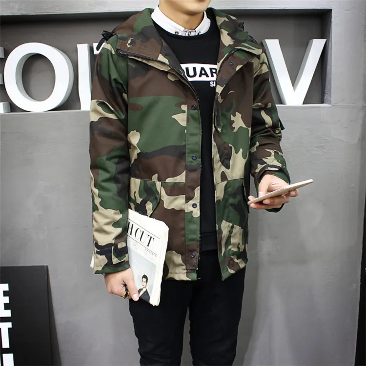 

2020 Spring and Autumn Men's Camouflage Coat Loose Hooded Stormsuit Fashion Young Student Work Jacket Casual Outwear Coat