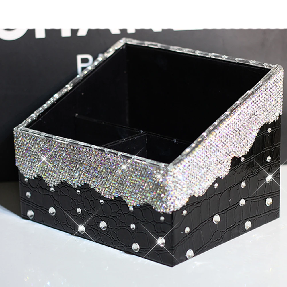 Bling DIY сортировочная коробка для автомобиля, аксессуары для интерьера, косметическая коробка для хранения - Название цвета: Черный