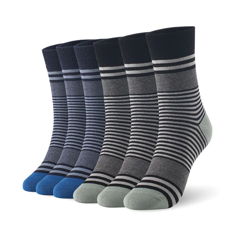 Men cotton socks stripped man large size socks 6pairs/lot UK SIZE 7-11 EUR SIZE 40-46 1002 VKMONY - Цвет: Darkblue3Black3