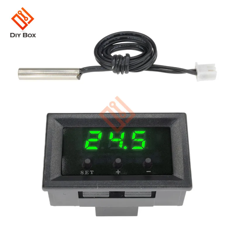 W1209 Green W1209 светодиодный цифровой датчик температуры Термостат контроллер DC12V красный/синий/зеленый/белый терморегулятор инкубатор метр W1209WK - Цвет: W1209 Green