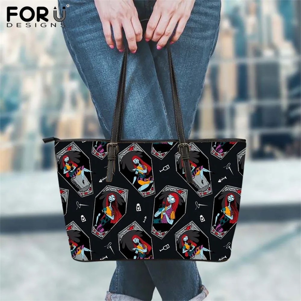 FORUDESIGNS из искусственной кожи большая сумка кошмар перед рождественским принтом роскошные женские готические Сумки хозяйственная сумка для девочек-подростков - Цвет: HME1635DP