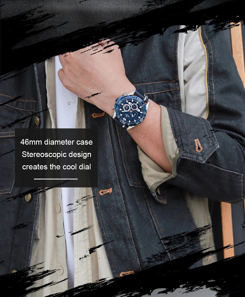 Top Luxury NAVIFORCE Watches for Men Fashion Sport Chronograph Quartz Wrist Watch Male Military Leather Strap Waterproof Clock