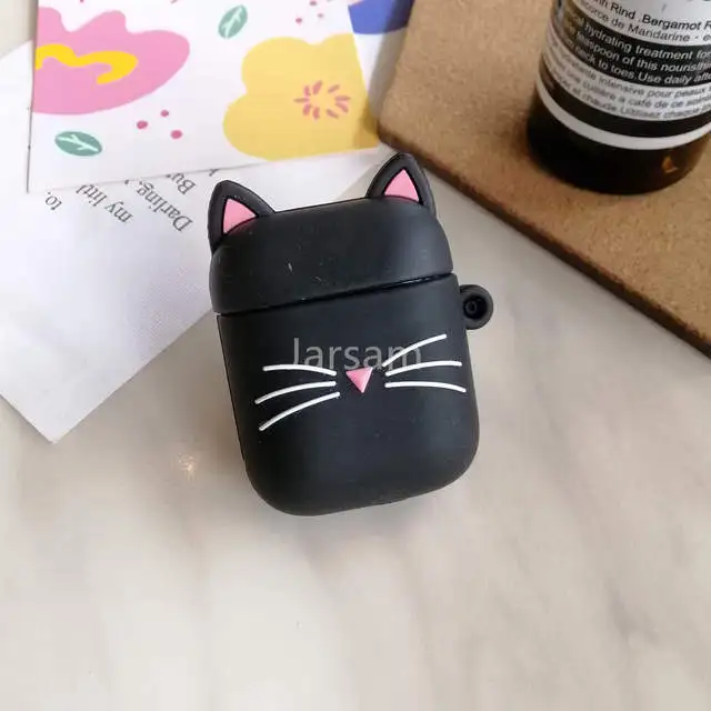 Cartoon For airpods case Silicone Cover For airpods Case Cute Earphone 3D Headphone case Protective Blackbeardcat