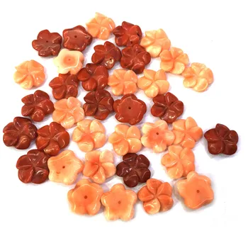 

5Pcs Natural Stone Coral Flower Shape Cabochon Beads Half Hole Loose Beads For Making Jewelry DIY Stud Earring Accessories