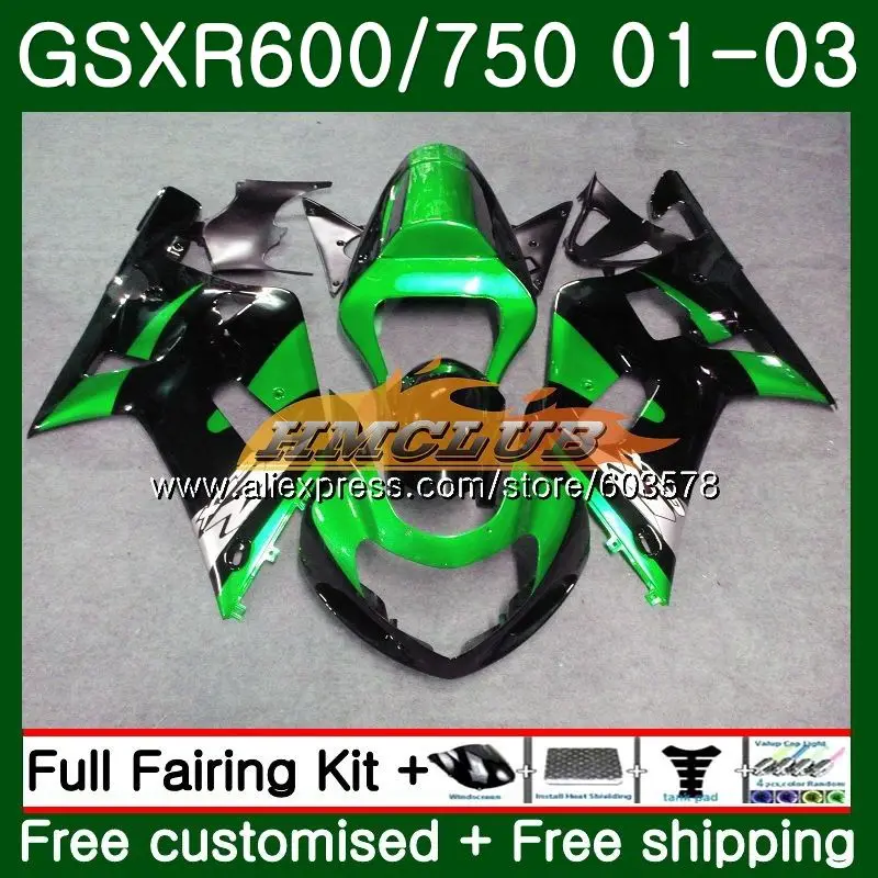 Корпус для SUZUKI GSX-R600 GSXR-600 K1 GSXR600 01 02 03 цвета: черный, зеленый, 4CL. 87 GSXR 600 750 GSXR-750 GSXR750 2001 2002 2003 обтекатель