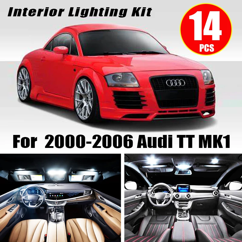 14 шт. ультра яркие внутренсветодиодный лампы Canbus Kit для 2000 2006 Audi TT MK1 беласветодиодный светодиодная карта