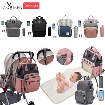 

Lequeen Mummy Backpacks Multifunctional Baby Diaper Bags with USB hooks Large Capacity Mommy Nappy Maternity Backpacks LPJ01